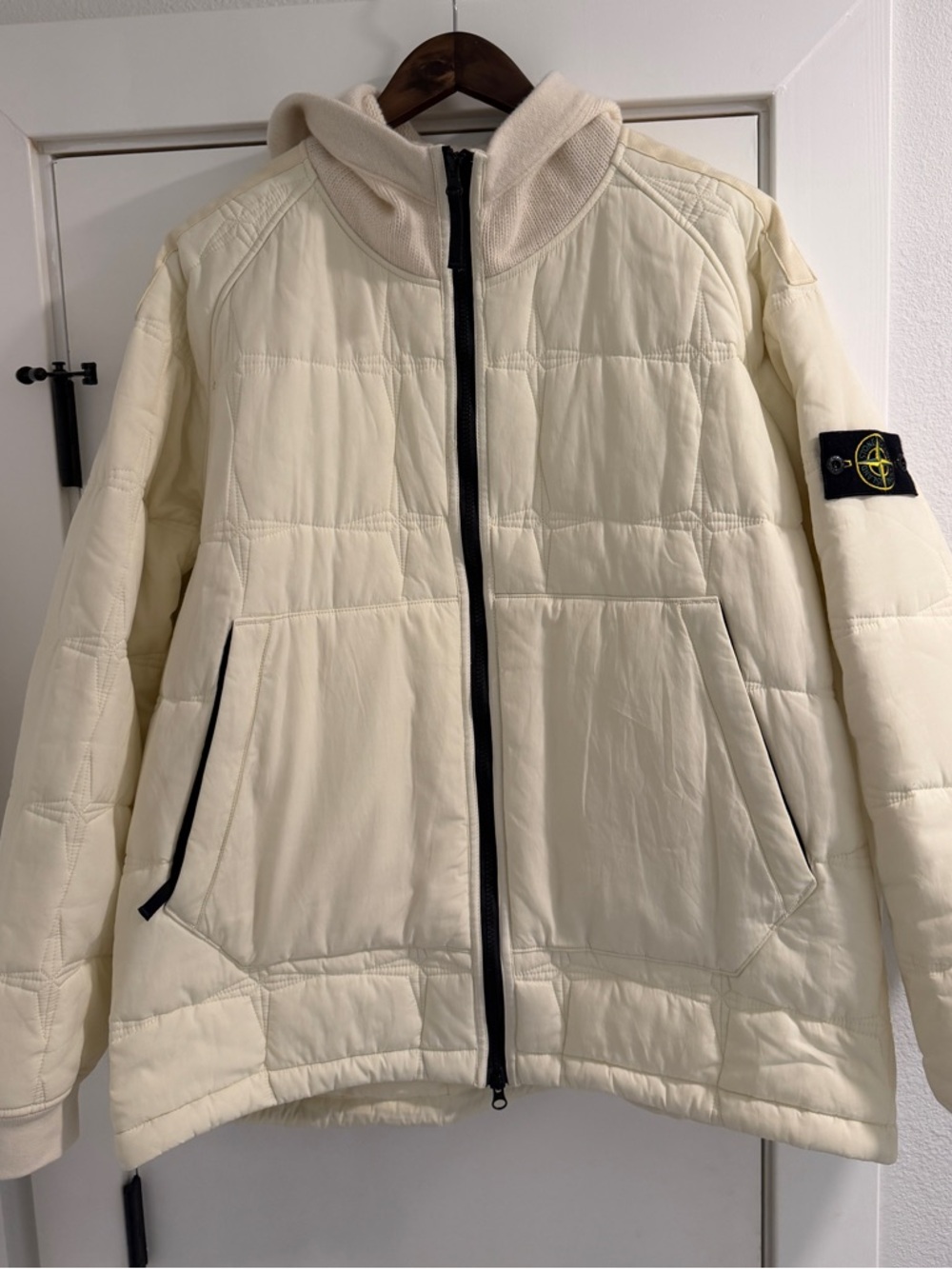 Stone Island Off-White Quilted Hooded Primaloft insulation knit jacket 3XL